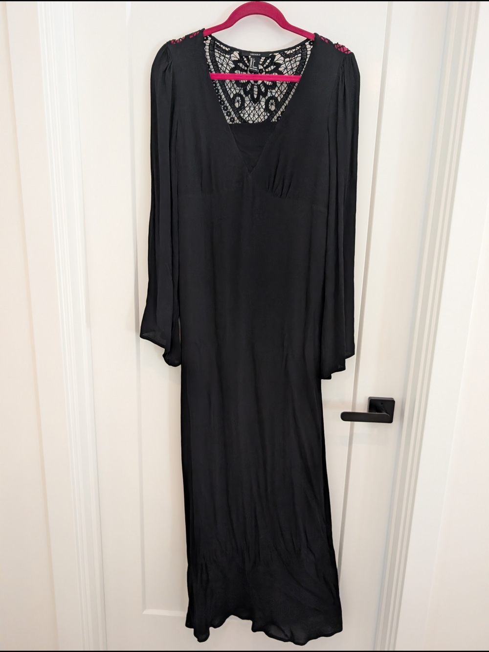 Forever21 Long Sleeve Maxi Dress with Lace Back, Size S - Picture 1 of 7